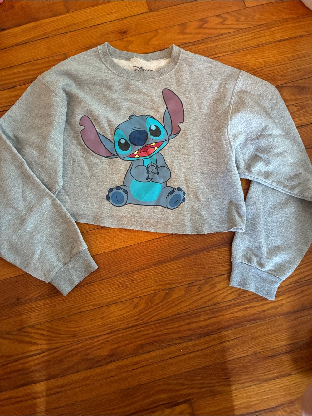 Disney Gray Cropped Sweatshirt